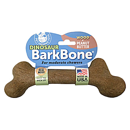 Dinosaur BarkBone Peanut Butter & Wood Dog Chew Toy