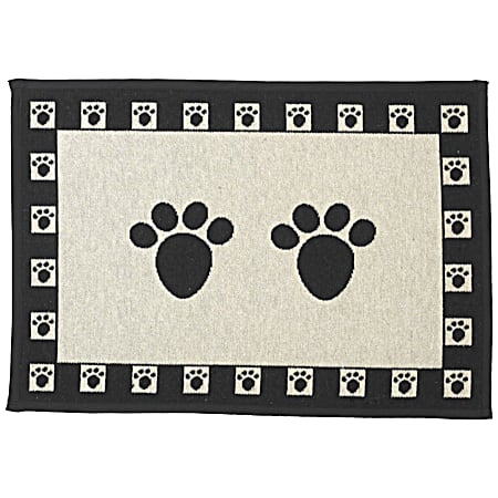 11 in x 19 in Natural & Black Pet Paws Tapestry Placemat