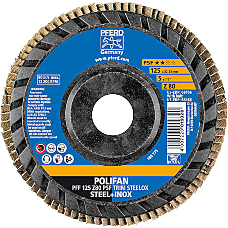 5 in Zirconia 80 Grit Trimmable POLIFAN Flap Disc