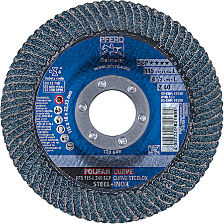 4-1/2 in Zirconia 40 Grit Corner - Fillet Weld Grinding POLIFAN CURVE Flap Disc