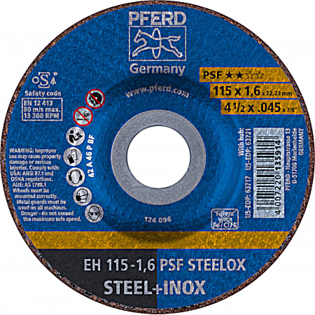 4-1/2 in T27 Cut-Off Wheel for Steel/Stainless Steel