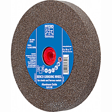 Pferd 6 x 3/4 x 1 in 60 Grit Bench Grinder Wheel for Steels & Ferrous Metals