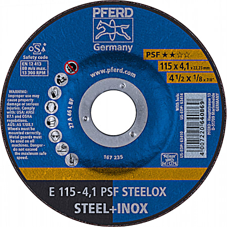 4-1/2 in Fillet Weld Grinding Wheel for Steel or Stainless Steel