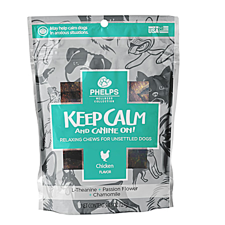 Phelps Wellness Keep Calm And Canine On! 4.5 oz Chicken Flavor Calming Chews for Dogs