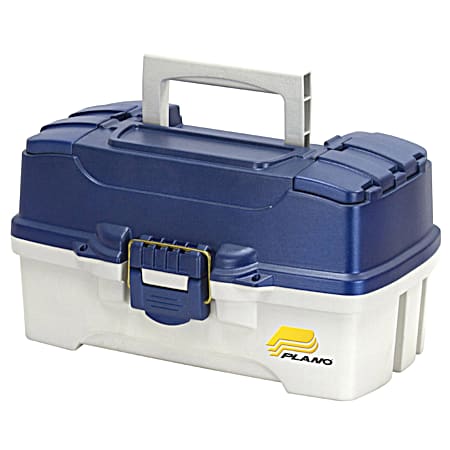 2-Tray Blue Metallic/Off-White w/ Top Access Tackle Box
