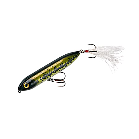 Baby Bass Heddon Feather Dressed Super Spook Jr Surface Bait
