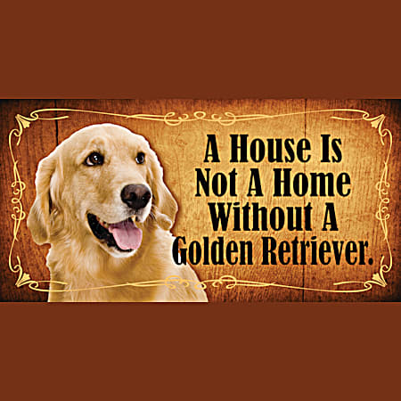 Home Wood Sign w/ Golden Retriever