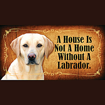 Home Wood Sign w/ Yellow Labrador