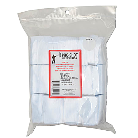 Pro-Shot 2-1/4 in Square Patches .38 Cal/.45 Cal 20 Ga/410 Ga - 500 Ct