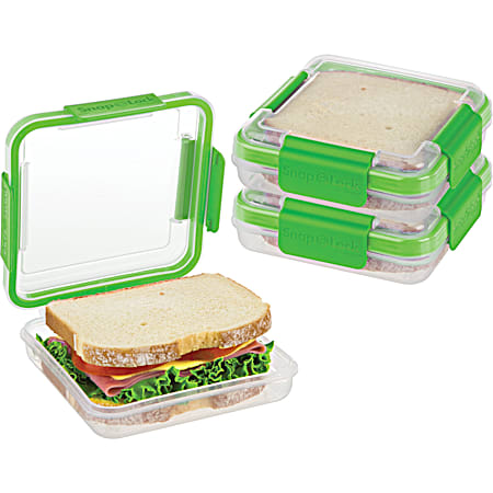 Progressive SnapLock Sandwich To Go 2 cup Green Microwavable Portable Sandwich Container - 3 Pk