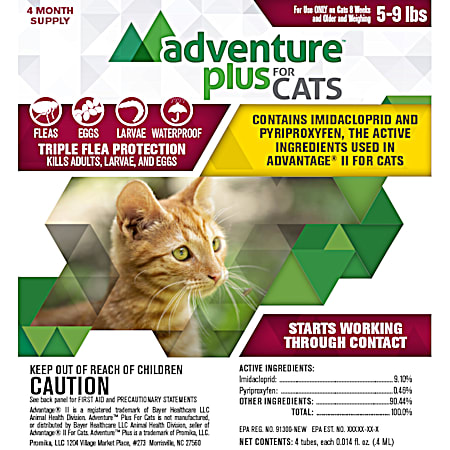 Adventure Plus Small Cat Triple Flea Protection - 4 Pk