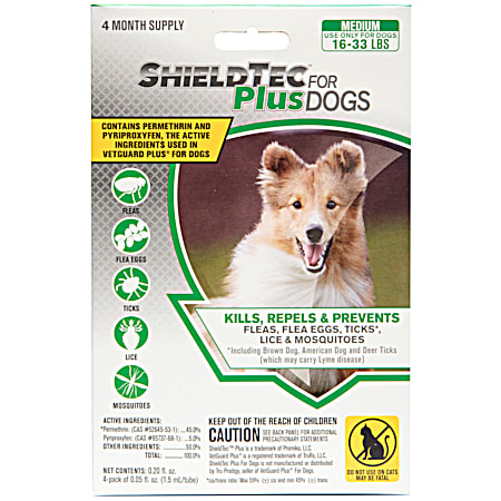 ShieldTec Plus For Medium Dogs 16-33 lbs - 4 Pk
