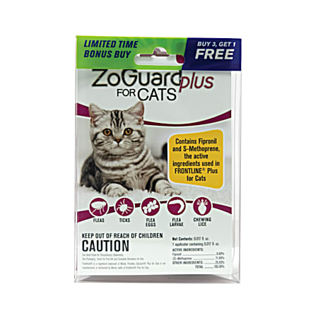 Flea & Tick Protection for Cats - Bonus Pack 3 Plus 1 Pk