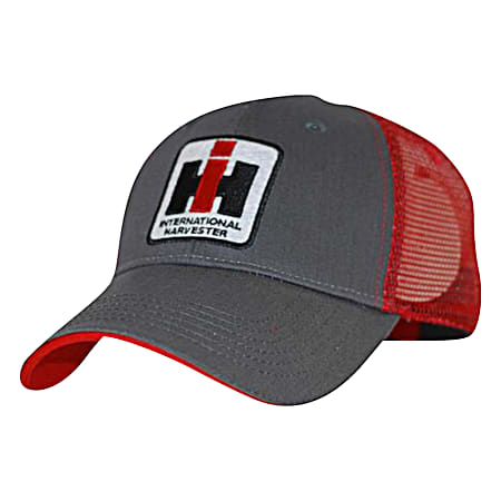Men's Grey & Red Square Logo Mesh Back Cap