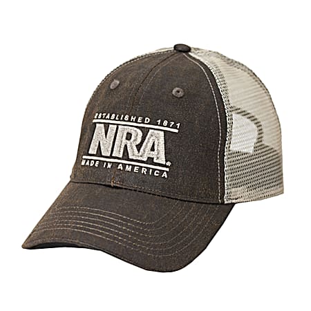 Men's Grey Oil Cloth Mesh Back NRA Embroidered Logo Cap