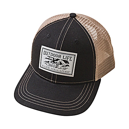 Outdoor Life Men's Black Mesh Back Patch Logo Trucker Cap