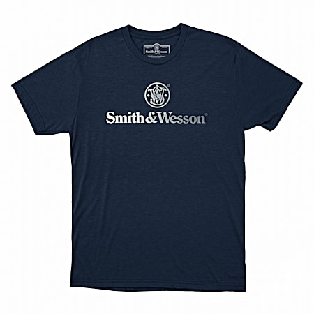 Men's Navy Smith & Wesson Fade Logo Graphic Crew Neck Short Sleeve T-Shirt