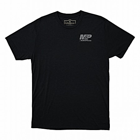 Men's Black Textured Logo Graphic Crew Neck Short Sleeve T-Shirt