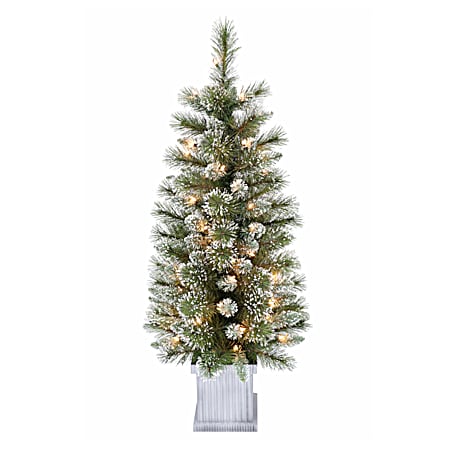 4 ft Green Cashmere Pre-Lit Potted Tree