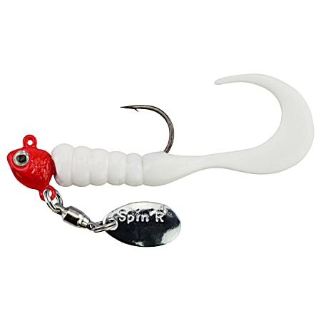 Fluorescent Red White Crappie Buster Spin'R Grub Jig