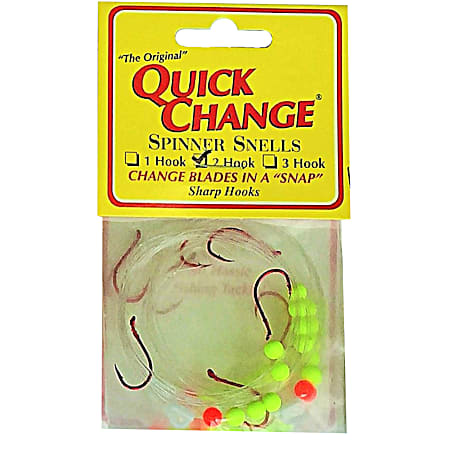 Chartreuse 2 Hook Spinner Snell Rig - 6 Pk