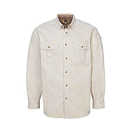 Men's TOUGH Whitetail Button Front Long Sleeve Cotton Twill Shirt