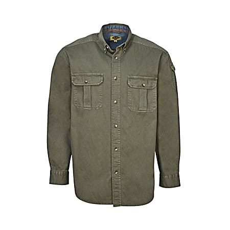 Field & Forest Men's TOUGH Forest Night Button Front Long Sleeve Cotton Twill Shirt