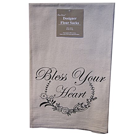 Home Basics Natural Bless Your Heart Flour Sack Towel