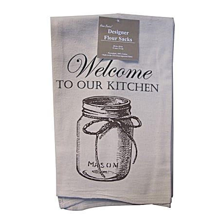 Home Basics Natural Welcome To Our Kitchen Flour Sack Towel
