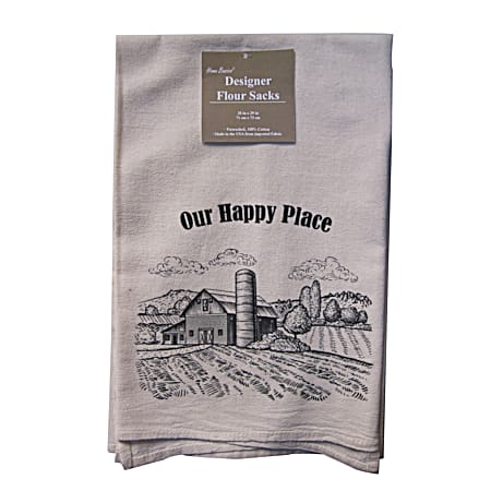 Home Basics Natural Our Happy Place Flour Sack Towel