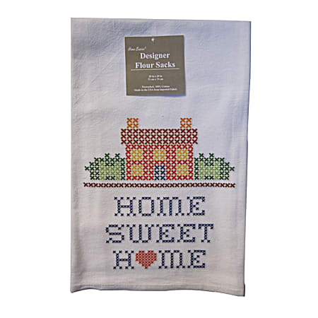 Home Basics Soft White Home Sweet Home Flour Sack Towel