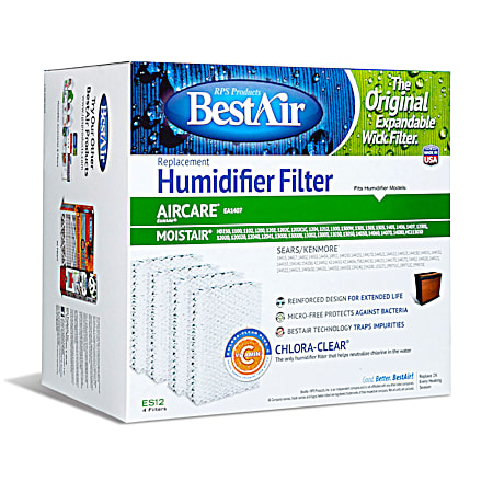 BestAir Replacement Wick Humidifier Filters - ES12 - 4 Pk
