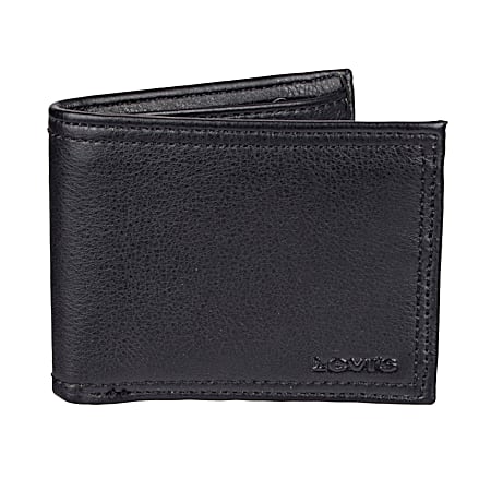 Men's Black RFID-Blocking Traveler Wallet w/ Interior Zipper