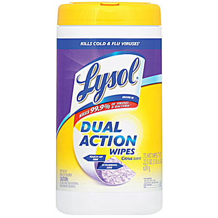 Lysol Dual Action Wipes - 75 Ct