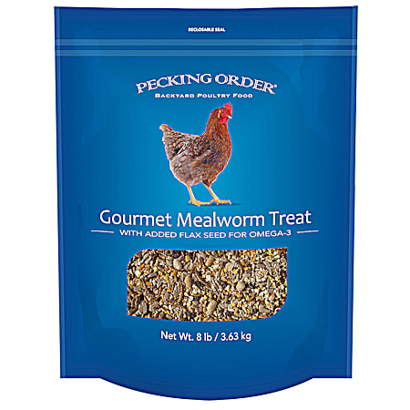 Pecking Order 8 lbs Gourmet Mealworm Treat w/ Added Flax Seed for Omega-3