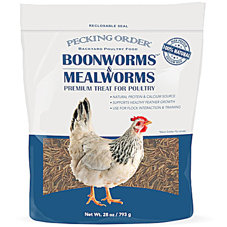 Pecking Order 28 oz Boonworms & Mealworms Premium Treat for Poultry