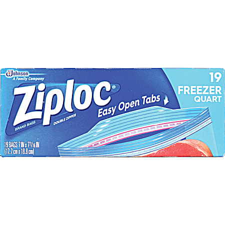 Ziploc Quart Double Zipper Freezer Bags - 19 Ct.