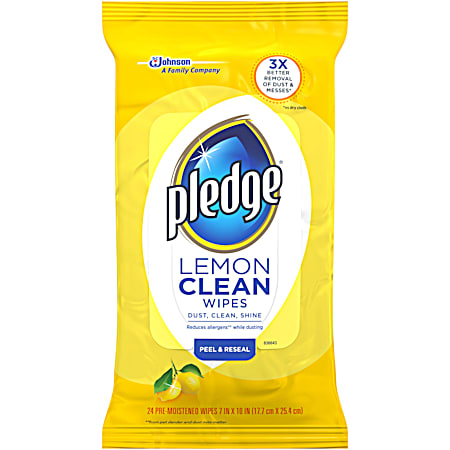 Pledge Lemon Clean Wipes - 24 Ct