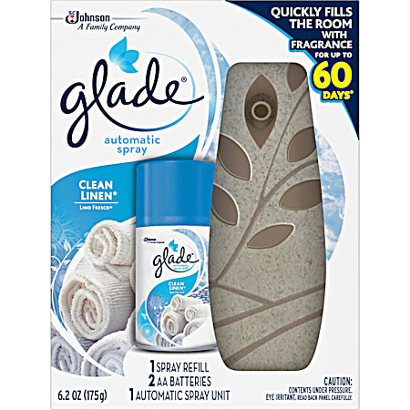 Glade Sense & Spray 6.2 oz Clean Linen Automatic Spray Freshener Starter Kit
