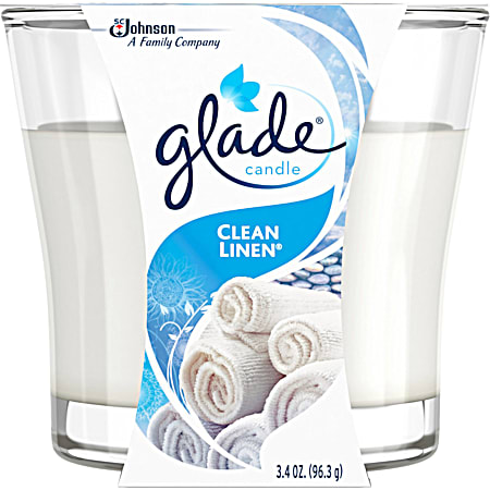 Glade 3.4 oz Clean Linen Glass Jar Wax Candle