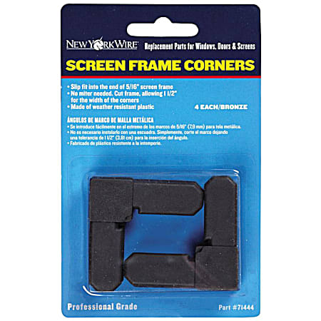 New York Wire 5/16 In. Screen Frame Corners - 4 Pk. Brown