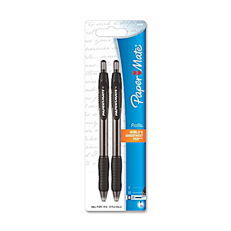 Paper Mate Profile Black Retractable Ballpoint Pens - 2 Ct