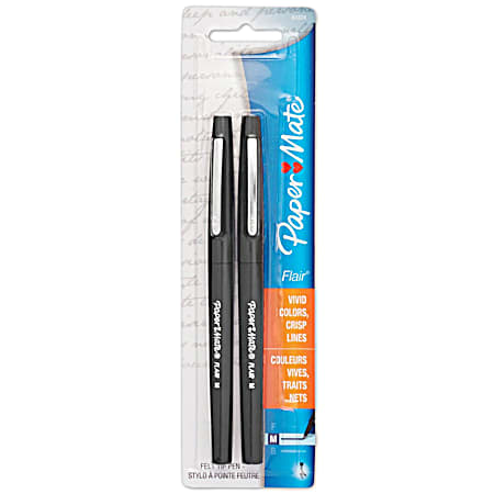 Paper Mate Flair Black Medium Point Felt Tip Pens - 2 Pk