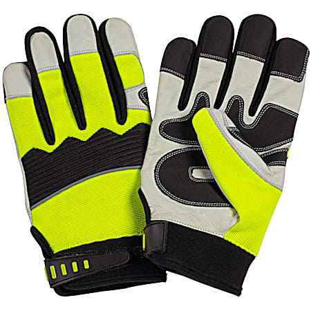 Men's Whitewater Hi-Vis Yellow & Black Leather Gloves