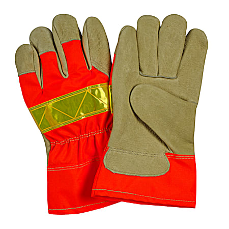 Men's Ontario Orange Reflective Leather Gloves