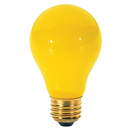 60W A19 Incandescent Chase-a-Bug Yellow Light Bulb - 2 Ct