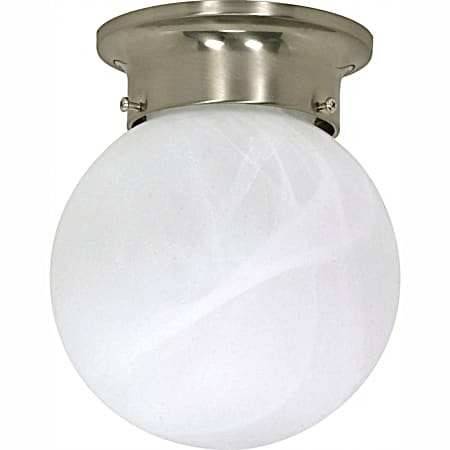 6 in Nickel 1-Light Ceiling Mount Alabaster Glass Globe Fixture