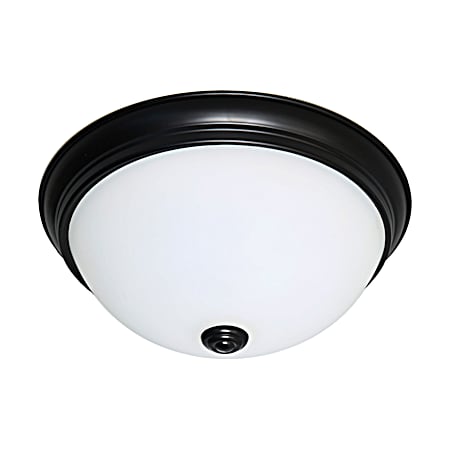 11 in Bronze LED Frosted White Glass Dome Flush Mount Fixture