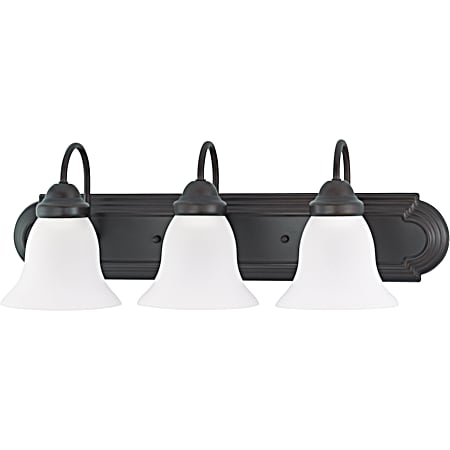 24 in Bronze 3-Light Frosted White Glass Vanity Fixture