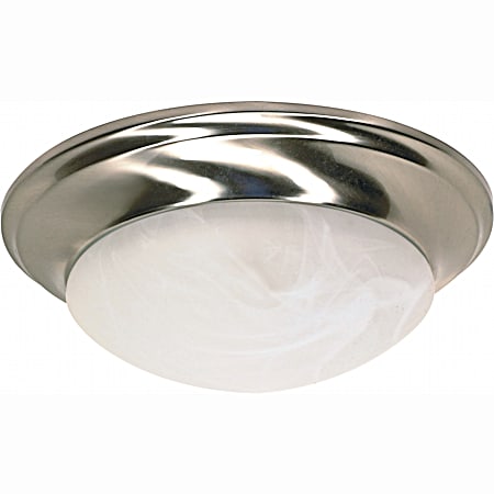 12 in Nickel 1-Light Alabaster Glass Flush Mount Fixture